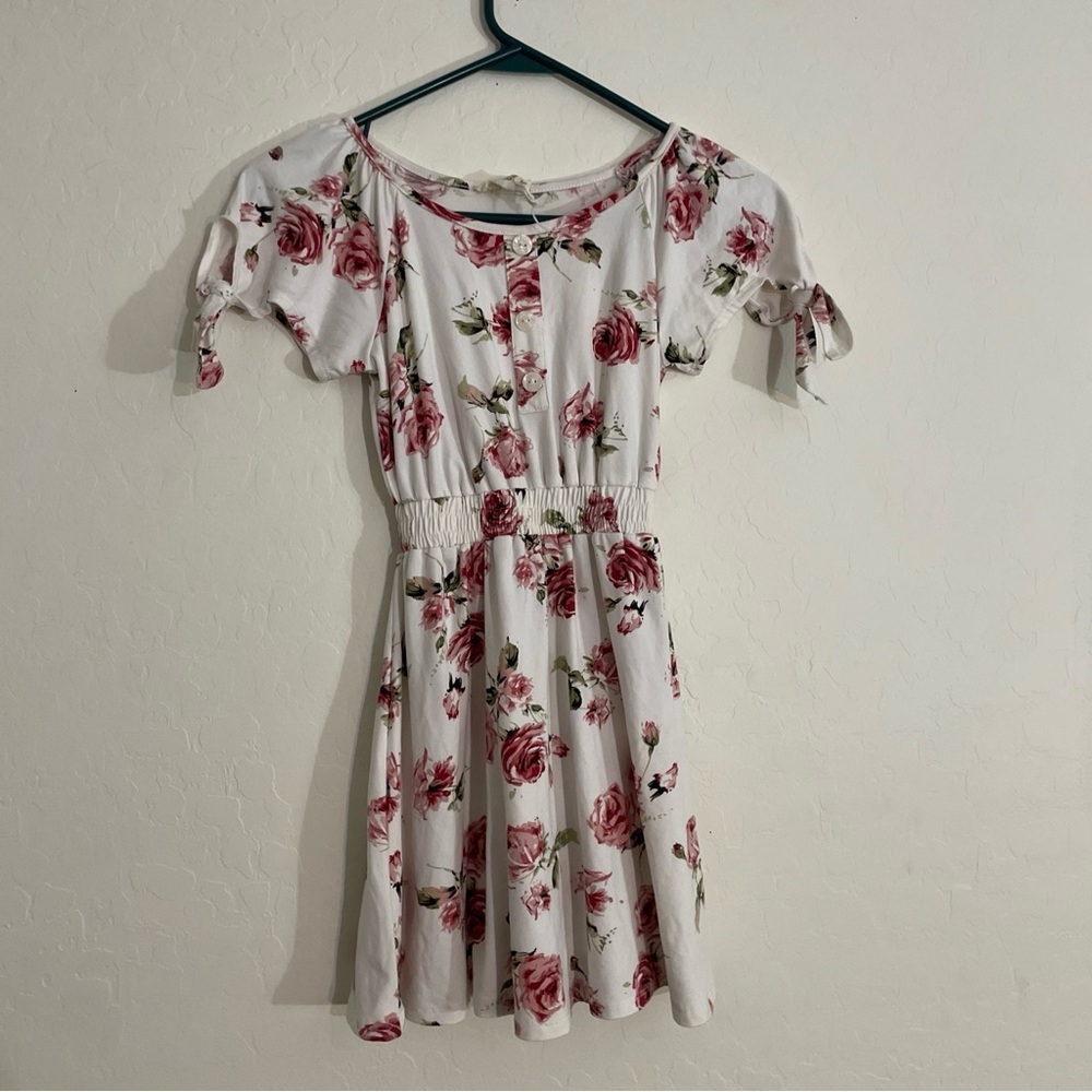 Girls Floral Romper Dress Size 7 Short Sleeve Roses by Shosho